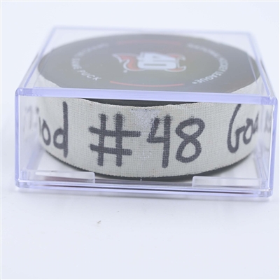 Jordan Martinook - Carolina Hurricanes - Goal Puck - May 7, 2023 vs. New Jersey Devils - 2023 Stanley Cup Playoffs - Round 2, Game 3 (Devils' 40th Anniversary Logo) 