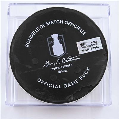 Jordan Martinook - Carolina Hurricanes - Goal Puck - May 9, 2023 vs. New Jersey Devils - 2023 Stanley Cup Playoffs - Round 2, Game 4 (Devils' 40th Anniversary Logo) 