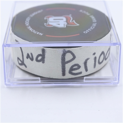 Jordan Martinook - Carolina Hurricanes - Goal Puck - May 9, 2023 vs. New Jersey Devils - 2023 Stanley Cup Playoffs - Round 2, Game 4 (Devils' 40th Anniversary Logo) 