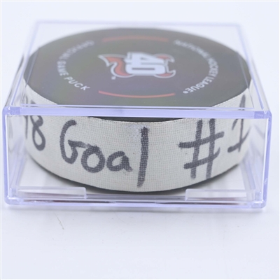 Jordan Martinook - Carolina Hurricanes - Goal Puck - May 9, 2023 vs. New Jersey Devils - 2023 Stanley Cup Playoffs - Round 2, Game 4 (Devils' 40th Anniversary Logo) 