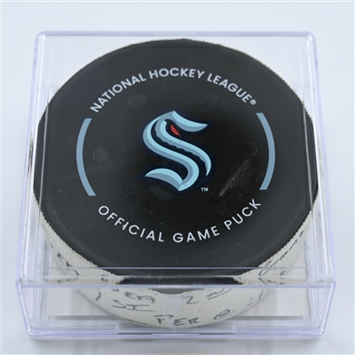 Jared McCann - Seattle Kraken - Goal Puck - October 27, 2022 vs. Vancouver Canucks (Kraken Logo)  - 2022-23 NHL Season