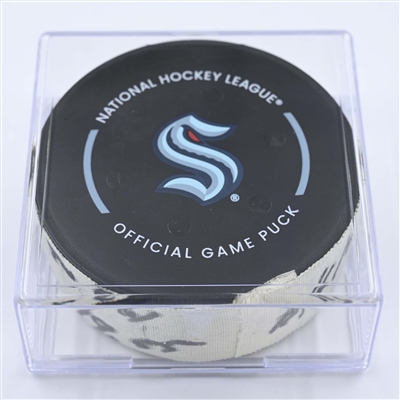 Jared McCann - Seattle Kraken - Goal Puck - December 6, 2022 vs. Montreal Canadiens (Kraken Logo) 