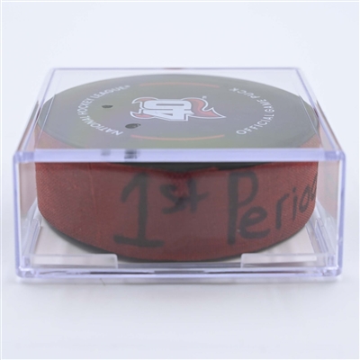Michael McLeod - New Jersey Devils - Goal Puck - May 7, 2023 vs. Carolina Hurricanes - 2023 Stanley Cup Playoffs - Round 2, Game 3 (Devils' 40th Anniversary Logo) 