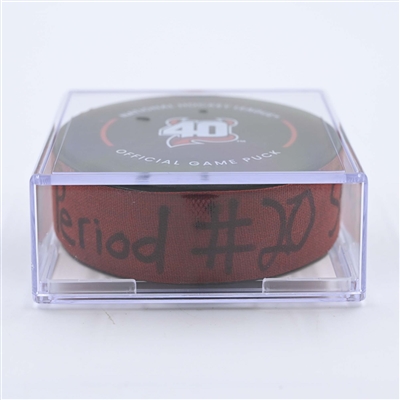 Michael McLeod - New Jersey Devils - Goal Puck - May 7, 2023 vs. Carolina Hurricanes - 2023 Stanley Cup Playoffs - Round 2, Game 3 (Devils' 40th Anniversary Logo) 