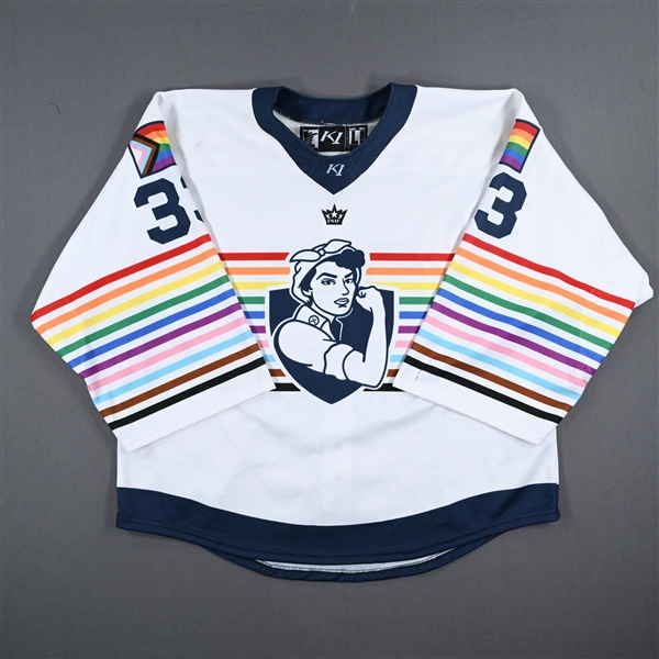 Rachel McQuigge - Game-Worn Autographed Pride Jersey - Worn March 10, 2023 vs. Buffalo Beauts