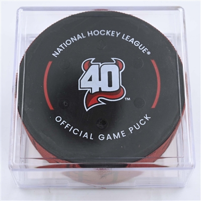 Timo Meier - New Jersey Devils - Goal Puck - May 7, 2023 vs. Carolina Hurricanes - 2023 Stanley Cup Playoffs - Round 2, Game 3 (Devils' 40th Anniversary Logo) 