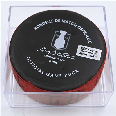 Timo Meier - New Jersey Devils - Goal Puck - May 7, 2023 vs. Carolina Hurricanes - 2023 Stanley Cup Playoffs - Round 2, Game 3 (Devils' 40th Anniversary Logo) 