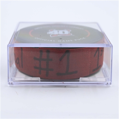 Timo Meier - New Jersey Devils - Goal Puck - May 7, 2023 vs. Carolina Hurricanes - 2023 Stanley Cup Playoffs - Round 2, Game 3 (Devils' 40th Anniversary Logo) 
