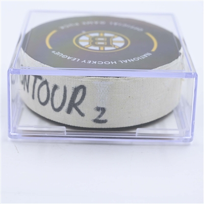 Brandon Montour - Florida Panthers - Goal Puck - April 19, 2023 vs. Boston Bruins - 2023 Stanley Cup Playoffs - Round 1, Game 2 (Bruins Logo)