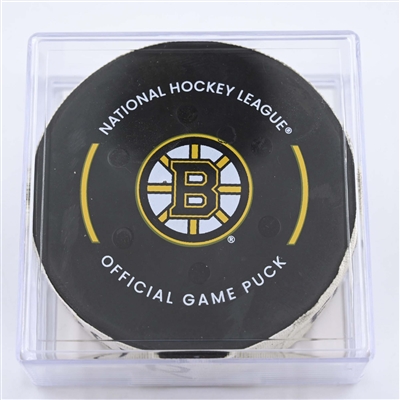 Brandon Montour - Florida Panthers - Goal Puck - April 30, 2023 vs. Boston Bruins - 2023 Stanley Cup Playoffs - Round 1, Game 7 (Bruins Logo) 