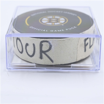 Brandon Montour - Florida Panthers - Goal Puck - April 30, 2023 vs. Boston Bruins - 2023 Stanley Cup Playoffs - Round 1, Game 7 (Bruins Logo) 