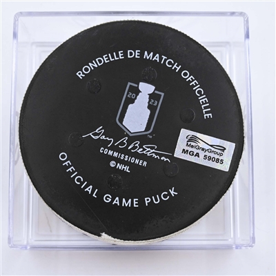 Martin Necas - Carolina Hurricanes - Goal Puck - May 9, 2023 vs. New Jersey Devils - 2023 Stanley Cup Playoffs - Round 2, Game 4 (Devils' 40th Anniversary Logo) 