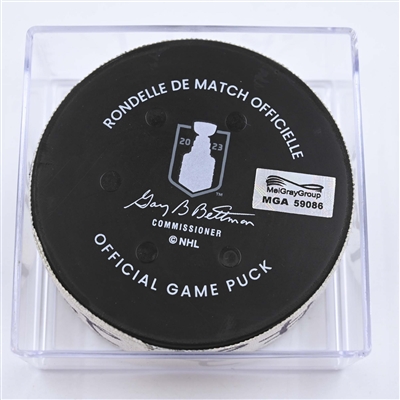 Martin Necas - Carolina Hurricanes - Goal Puck - May 9, 2023 vs. New Jersey Devils - 2023 Stanley Cup Playoffs - Round 2, Game 4 (Devils' 40th Anniversary Logo) 