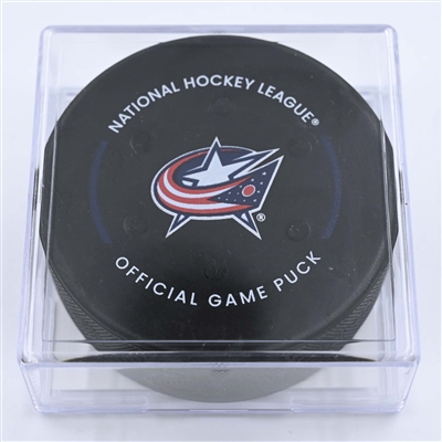 Gustav Nyquist - Columbus Blue Jackets - Goal Puck - December 7, 2022 vs. Buffalo Sabres (Blue Jackets Logo) 