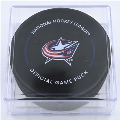 Gustav Nyquist - Columbus Blue Jackets - Goal Puck - December 7, 2022 vs. Buffalo Sabres (Blue Jackets Logo) 