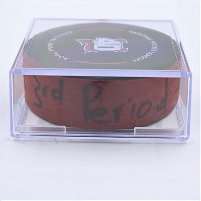 Ondrej Palat - New Jersey Devils - Goal Puck - May 7, 2023 vs. Carolina Hurricanes - 2023 Stanley Cup Playoffs - Round 2, Game 3 (Devils' 40th Anniversary Logo) 