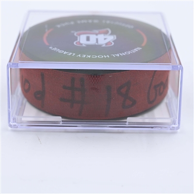 Ondrej Palat - New Jersey Devils - Goal Puck - May 7, 2023 vs. Carolina Hurricanes - 2023 Stanley Cup Playoffs - Round 2, Game 3 (Devils' 40th Anniversary Logo) 
