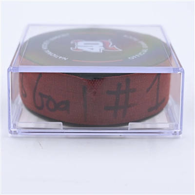 Ondrej Palat - New Jersey Devils - Goal Puck - May 7, 2023 vs. Carolina Hurricanes - 2023 Stanley Cup Playoffs - Round 2, Game 3 (Devils' 40th Anniversary Logo) 