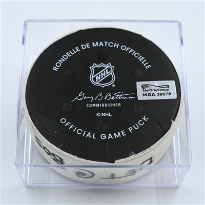 David Pastrnak - Boston Bruins - Goal Puck - October 27, 2022 vs. Detroit Red Wings (Bruins Logo)  - 2022-23 NHL Season