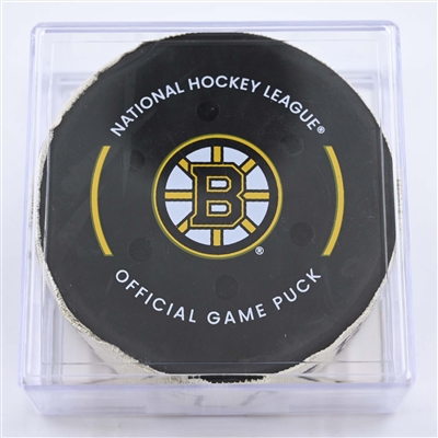 David Pastrnak - Boston Bruins - Goal Puck - April 30, 2023 vs. Florida Panthers - 2023 Stanley Cup Playoffs - Round 1, Game 7 (Bruins Logo) 