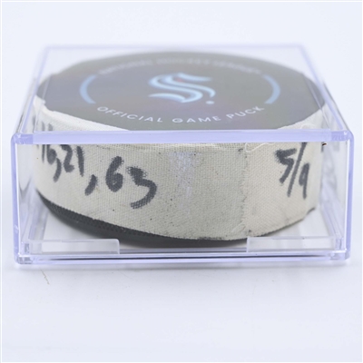 Joe Pavelski - Dallas Stars - Goal Puck - May 9, 2023 vs. Seattle Kraken - 2023 Stanley Cup Playoffs - Round 2, Game 4 (Kraken Logo) 