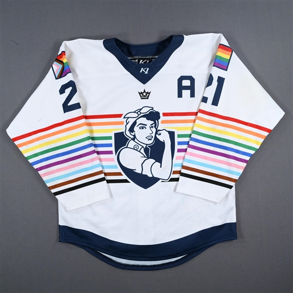 Amanda Pelkey - Game-Worn Autographed Pride Jersey w/A - Worn March 10-11, 2023 vs. Buffalo Beauts