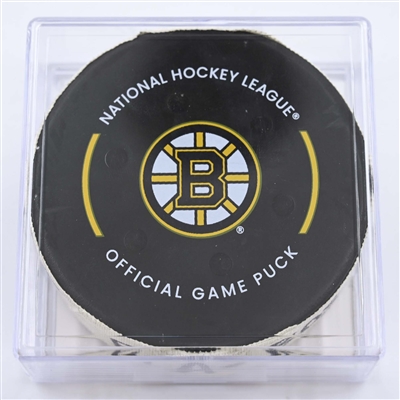 Sam Reinhart - Florida Panthers - Goal Puck - April 26, 2023 vs. Boston Bruins - 2023 Stanley Cup Playoffs - Round 1, Game 5 (Bruins Logo) 