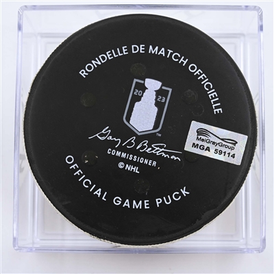 Sam Reinhart - Florida Panthers - Goal Puck - April 26, 2023 vs. Boston Bruins - 2023 Stanley Cup Playoffs - Round 1, Game 5 (Bruins Logo) 
