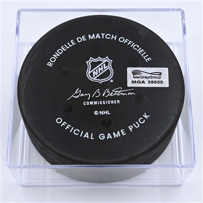 Eric Robinson - Columbus Blue Jackets - Goal Puck - December 9, 2022 vs. Calgary Flames (Blue Jackets Logo) 