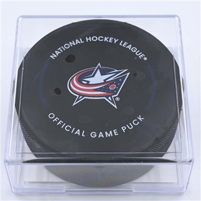 Jack Roslovic - Columbus Blue Jackets - Goal Puck - December 11, 2022 vs. Los Angeles Kings (Blue Jackets Logo) 