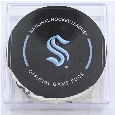 Jaden Schwartz - Seattle Kraken - Goal Puck - May 9, 2023 vs. Dallas Stars - 2023 Stanley Cup Playoffs - Round 2, Game 4 (Kraken Logo) 