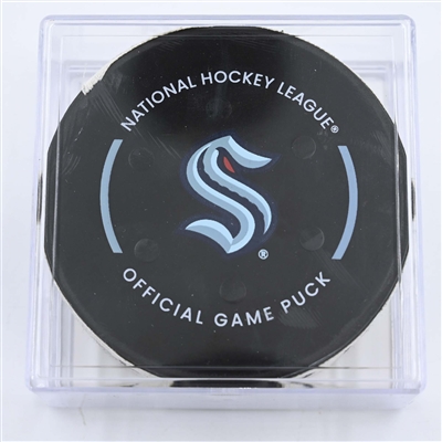 Jaden Schwartz - Seattle Kraken - Goal Puck - May 9, 2023 vs. Dallas Stars - 2023 Stanley Cup Playoffs - Round 2, Game 4 (Kraken Logo) 
