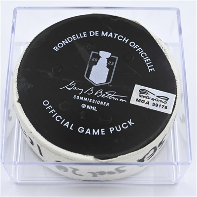 Jaden Schwartz - Seattle Kraken - Goal Puck - May 9, 2023 vs. Dallas Stars - 2023 Stanley Cup Playoffs - Round 2, Game 4 (Kraken Logo) 