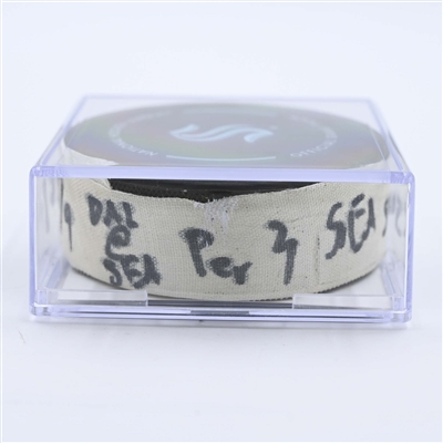 Jaden Schwartz - Seattle Kraken - Goal Puck - May 9, 2023 vs. Dallas Stars - 2023 Stanley Cup Playoffs - Round 2, Game 4 (Kraken Logo) 
