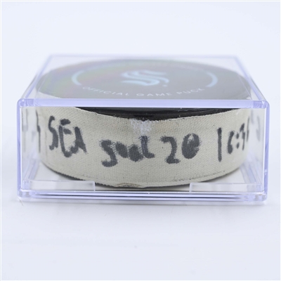 Jaden Schwartz - Seattle Kraken - Goal Puck - May 9, 2023 vs. Dallas Stars - 2023 Stanley Cup Playoffs - Round 2, Game 4 (Kraken Logo) 
