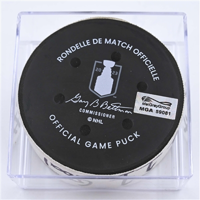 Jordan Staal - Carolina Hurricanes - Goal Puck - May 7, 2023 vs. New Jersey Devils - 2023 Stanley Cup Playoffs - Round 2, Game 3 (Devils' 40th Anniversary Logo) 