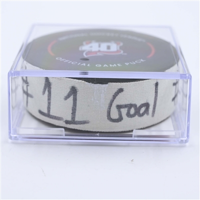 Jordan Staal - Carolina Hurricanes - Goal Puck - May 7, 2023 vs. New Jersey Devils - 2023 Stanley Cup Playoffs - Round 2, Game 3 (Devils' 40th Anniversary Logo) 