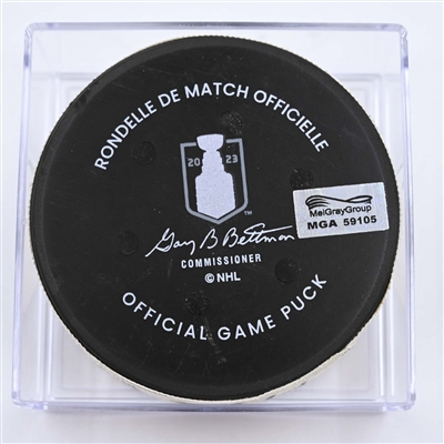Eric Staal - Florida Panthers - Goal Puck - April 19, 2023 vs. Boston Bruins - 2023 Stanley Cup Playoffs - Round 1, Game 2 (Bruins Logo)