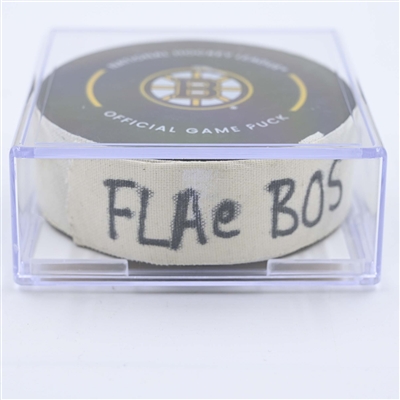 Eric Staal - Florida Panthers - Goal Puck - April 19, 2023 vs. Boston Bruins - 2023 Stanley Cup Playoffs - Round 1, Game 2 (Bruins Logo)