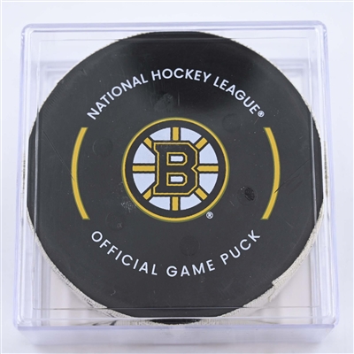Matthew Tkachuk - Florida Panthers - Goal Puck - April 17, 2023 vs. Boston Bruins - 2023 Stanley Cup Playoffs - Round 1, Game 1 (Bruins Logo)
