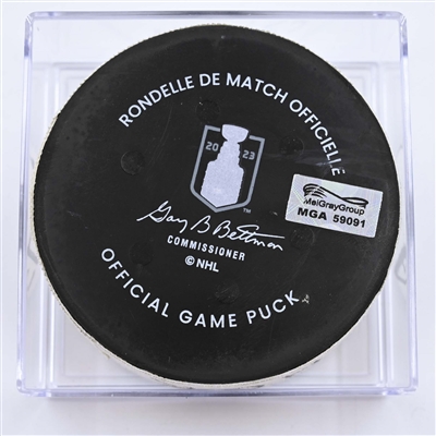 Matthew Tkachuk - Florida Panthers - Goal Puck - April 17, 2023 vs. Boston Bruins - 2023 Stanley Cup Playoffs - Round 1, Game 1 (Bruins Logo)