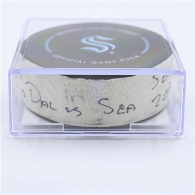 Eeli Tolvanen - Seattle Kraken - Goal Puck - May 7, 2023 vs. Dallas Stars - 2023 Stanley Cup Playoffs - Round 2, Game 3 (Kraken Logo) 