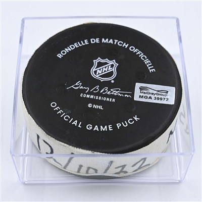 Yakov Trenin - Nashville Predators - Goal Puck - December 10, 2022 vs. Ottawa Senators (Predators Logo) 