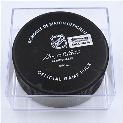 Alex Tuch - Buffalo Sabres - Goal Puck - December 7, 2022 vs. Columbus Blue Jackets (Blue Jackets Logo) 