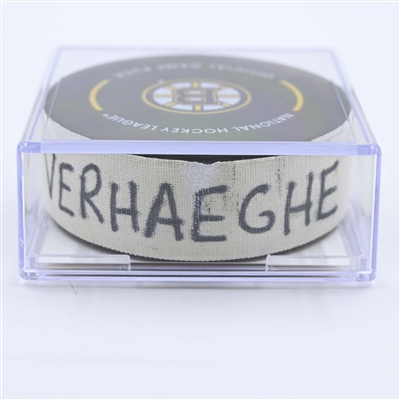 Carter Verhaeghe - Florida Panthers - Goal Puck - April 19, 2023 vs. Boston Bruins - 2023 Stanley Cup Playoffs - Round 1, Game 2 (Bruins Logo)