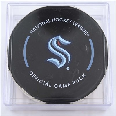 Alex Wennberg - Seattle Kraken - Goal Puck - May 7, 2023 vs. Dallas Stars - 2023 Stanley Cup Playoffs - Round 2, Game 3 (Kraken Logo) 