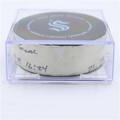 Alex Wennberg - Seattle Kraken - Goal Puck - May 7, 2023 vs. Dallas Stars - 2023 Stanley Cup Playoffs - Round 2, Game 3 (Kraken Logo) 