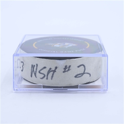 Tyson Barrie - Nashville Predators - Goal Puck - March 26, 2023 vs. Toronto Maple Leafs (Predators Logo)