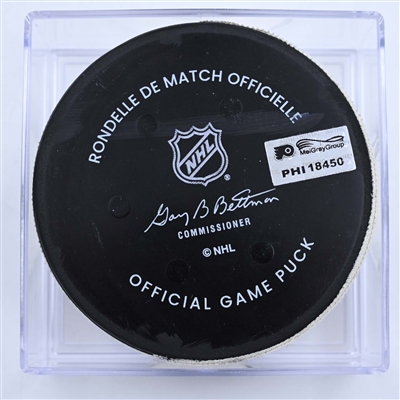 Kieffer Bellows - Philadelphia Flyers - Goal Puck - March 25, 2023 vs. Detroit Red Wings (Flyers Logo)