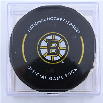 Tyler Bertuzzi - Boston Bruins - Goal Puck - March 30, 2023 vs. Columbus Blue Jackets (Bruins Logo)